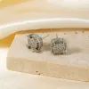 Kasi's new round design copper-inlaid zircon stud earrings, a cold style, are a niche, high-end and fashionable accessory. Wholesale in Yiwu details Picture